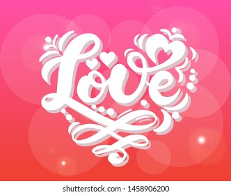 Love. Hand drawn lettering. Vector illustration. Perfect logo for Wedding or Valentine's day design