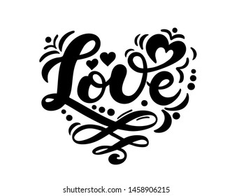 Love. Hand drawn lettering. Vector illustration. Perfect logo for Wedding or Valentine's day design