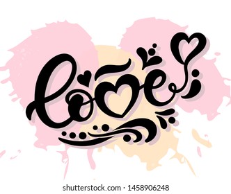Love. Hand drawn lettering. Vector illustration. Perfect logo for Wedding or Valentine's day design