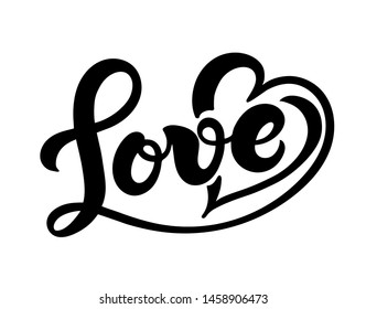 Love. Hand drawn lettering. Vector illustration. Perfect logo for Wedding or Valentine's day design