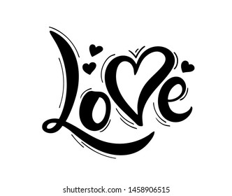 Love. Hand drawn lettering. Vector illustration. Perfect logo for Wedding or Valentine's day design