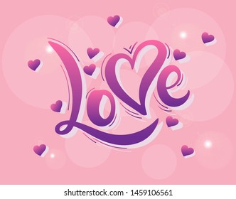 Love. Hand drawn lettering. Vector illustration. Perfect logo for Wedding or Valentine's day design
