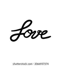 Love hand drawn lettering word typographic. Minimalistic design for romantic card, banner, and poster sign and symbol