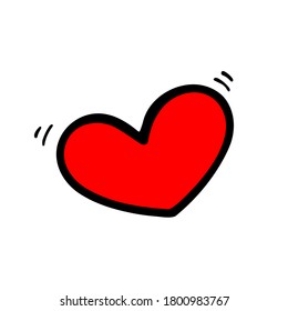 Love hand drawn sign. Heart icon doodle style. Vector illustration isolated on white background for sticker, card for marriage celebration, wedding invitation. Valentines day symbol.