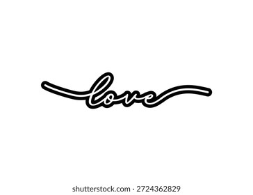 Amor. Palabra de tipografía dibujada a mano. Amor con corazón de garabato. Imprimir para la camiseta, camiseta, tarjeta, cartel. Escritura de caligrafía moderna texto de amor. Vector ilustración del día de San Valentín.