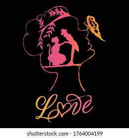 Love. Hand drawn vintage illustration. This illustration can be used as a greeting card for Valentine's day or wedding, as a print on t-shirts, stationary & poster.