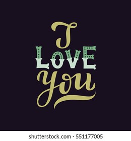 Love. Hand drawn vintage illustration with hand-lettering. This illustration can be used as a greeting card for wedding. Letering poster and card. Print for T-shirts and bags.