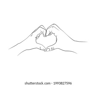 love hand gesture couple line art