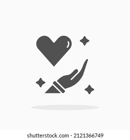 Love with hand glyph icon. Can be used for digital product, presentation, print design and more.