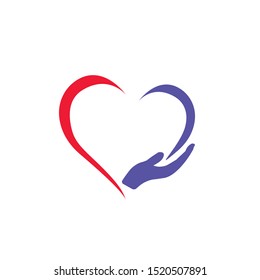 Love with Hand Icon Logo Letter Vector Illustration