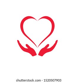 Love with Hand Icon Logo Letter Vector Illustration