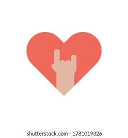 Love, hand icon. Simple color vector elements of rock n roll icons for ui and ux, website or mobile application