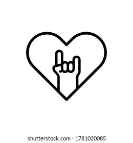 Love, hand icon. Simple line, outline vector elements of rock n roll icons for ui and ux, website or mobile application