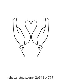 Icono de la mano del amor, el mejor icono de la línea del Vector.