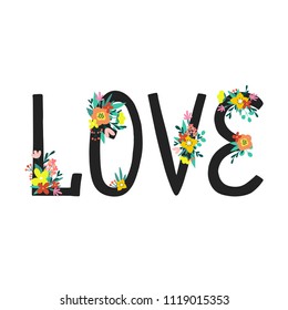 Love. Hand lettered vector card design 