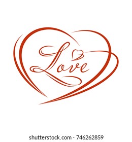Love hand lettering Calligraphy inscription Abstract symbol