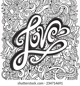 Love Hand Lettering Doodles Elements Sketch Stock Vector (Royalty Free ...