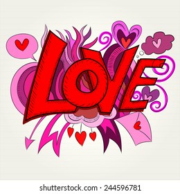 Love hand lettering and doodles vector 