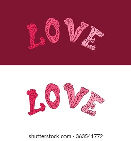 Love hand lettering gradient valentine phrase in pink color.