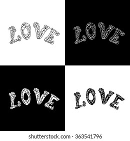 Love hand lettering typography - vector isolated  handmade words, template for your design