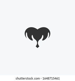 Love Hand logo Icon template design in Vector illustration .