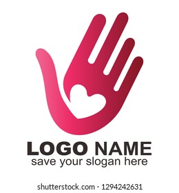 Love hand logo template - Vector