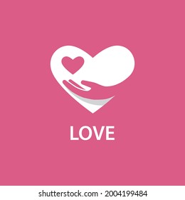 Love and hand logo vector illustration design