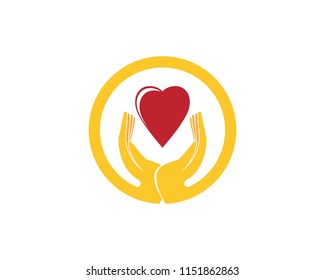 Love and hand logo vector template