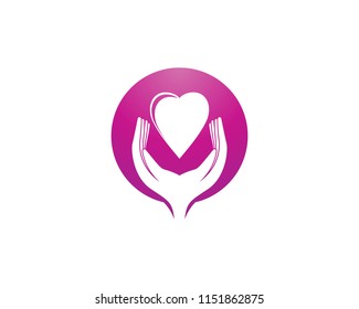 Love and hand logo vector template