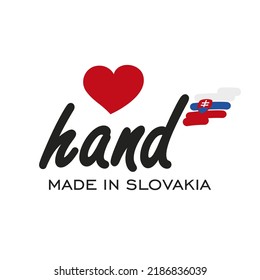 Love hand made in Slovakia, logo, icon, stamp, sticker with abstract Slovakia flag