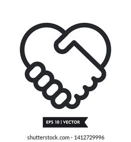 love hand shake icon symbol sign, vector, eps 10