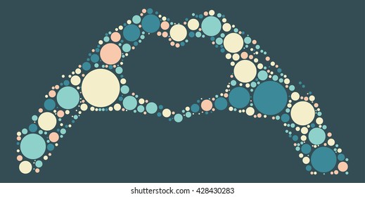 love hand shape design by color point