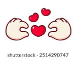 Love Hand Sign Gesture Pose. Cute Love Finger Sign Chibi Hand. Isolated White Background.