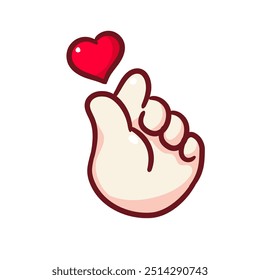 Love Hand Sign Gesture Pose. Cute Love Finger Sign Chibi Hand. Isolated White Background.