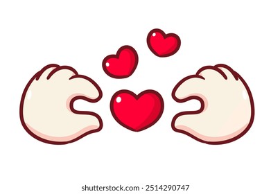 Love Hand Sign Gesture Pose. Cute Love Finger Sign Chibi Hand. Isolated White Background.