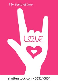 Love hand sign. Love symbol. Vector illustration