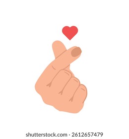 Love hand signs. K-pop emoji. Heart hands culture. Positive human gestures 