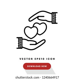 Love hand valentines day vector icon