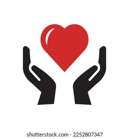 Señal de la ilustración del icono del vector del amor en la mano