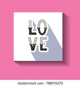 Love hand written word with decor elements for prints on card.