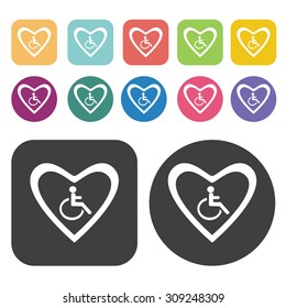 Love handicapped icons set. Vector Illustration eps10
