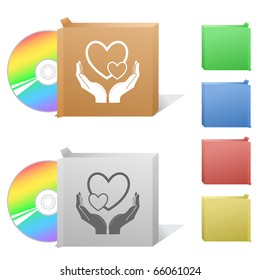 love in hands. Box with compact disc.