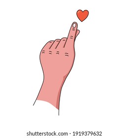 Love hands gesture. Korean Finger Heart. Love symbol vector