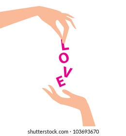 Love. Hands of giving love. The idea for your design. vector