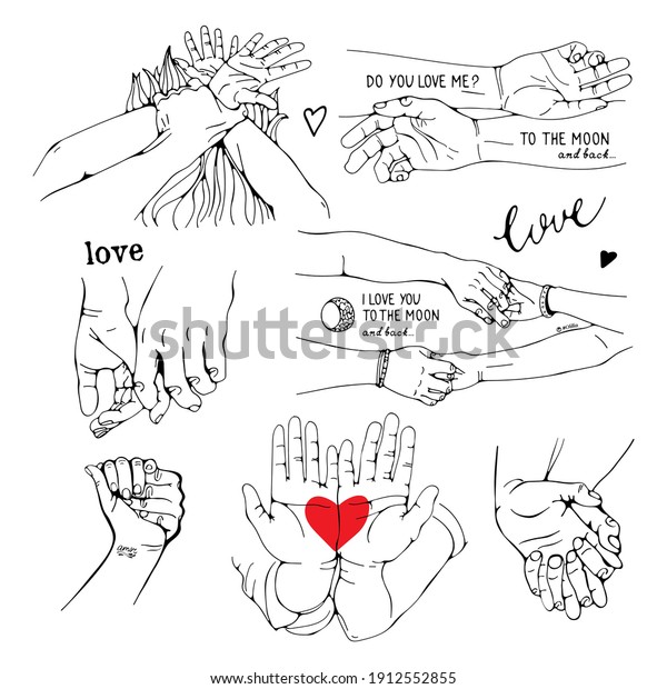 Love Hands Illustration Outline Isolated On Stock Vector (royalty Free 