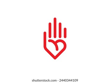 love hands logo design. hello heart health care icon template