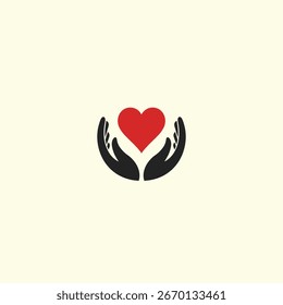 Amor com as mãos ícone de logotipo design de vetor plano