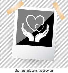 love in hands. Photoframe. Vector icon.
