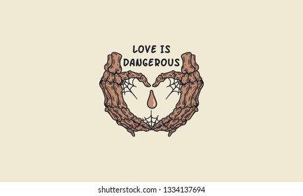 Love Hands Skeleton T-shirt Design Vector Illustration