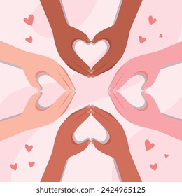 Love, hands, valentine, kindness, heart, flat illustration